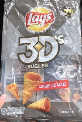 3D's bugles, conos de maíz front packaging