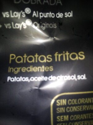 Patatas fritas gourmet ingredients label
