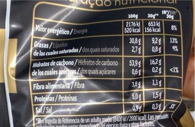 Patatas fritas gourmet nutrition facts table