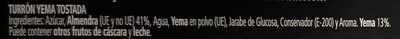 Yema Tostada ingredients label