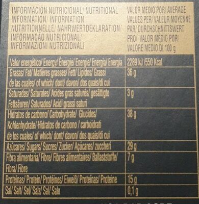 Delaviuda Turron Duro Almendras X150GRM nutrition facts table