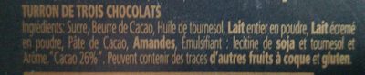 Praliné Nougat Drei Schokoladen ?delaviuda? (300 G) ingredients label