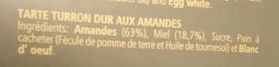 Tarte Turron Dur Aux Amandes ingredients label