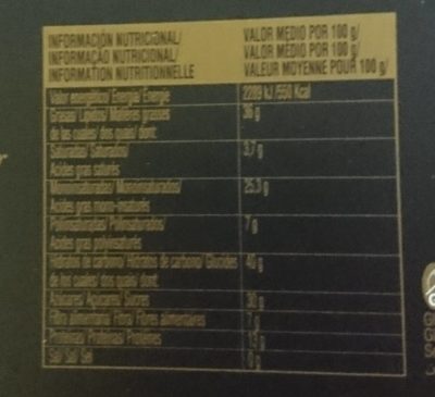 Tarte Turron Dur Aux Amandes nutrition facts table