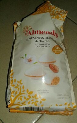 Almendras rellenas de turrón front packaging
