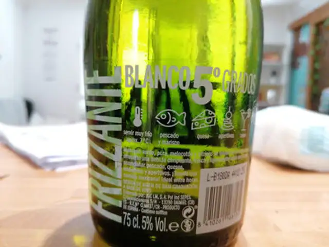 Frizzante Blanco ingredients label