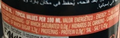 Zumo de tomate nutrition facts table
