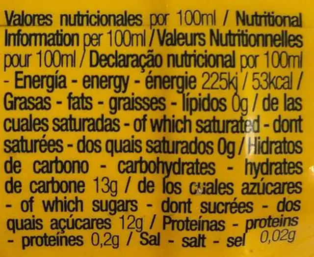 mango nutrition facts table