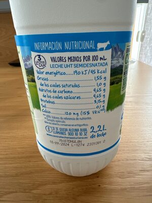 Leche Semidesnatada nutrition facts table