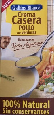 Crema casera pollo con verduras front packaging