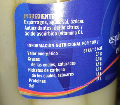 Espárragos blancos ingredients label