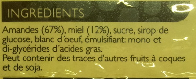 Turrón de Jijona ingredients label