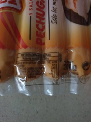 Salchichas pollo nutrition facts table