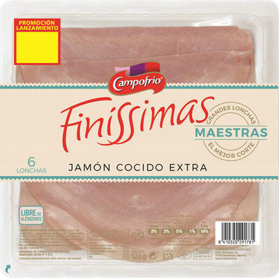 Finíssimas maestras jamón cocido extra lonchas sin gluten front packaging