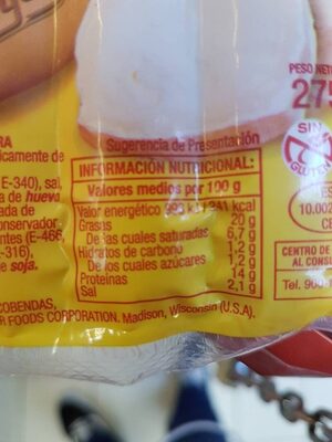 Unknown nutrition facts table