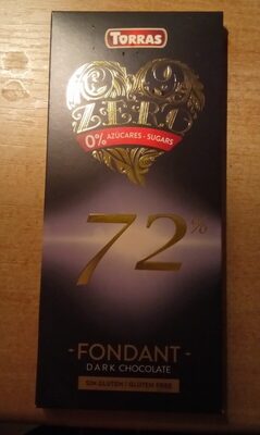 Chocolate Negro 72% Cacao Zero Sin Azucar Torras