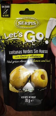 Aceitunas verdes sin hueso con limón y albahaca