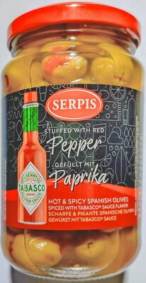 Aceitunas picantes rellenas de pimiento Tabasco