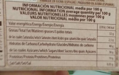 Turrón de Alicante Eco nutrition facts table