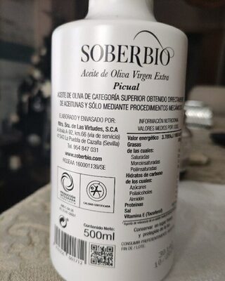 Aceite Oliva Virgen Extra ingredients label