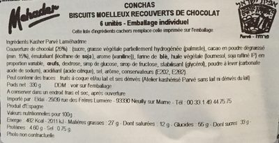 Conchas originals ingredients label
