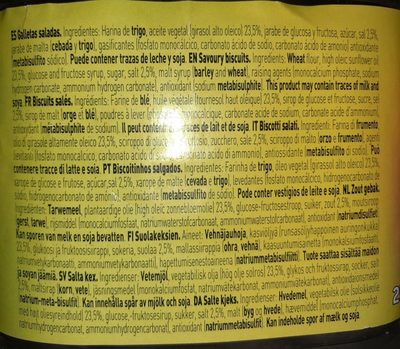 Peak Cocktail Crackers ingredients label