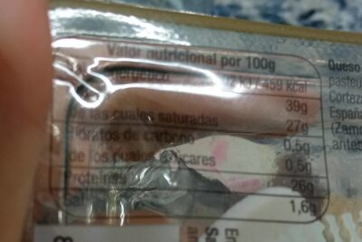 Cuña Curada Carvel nutrition facts table