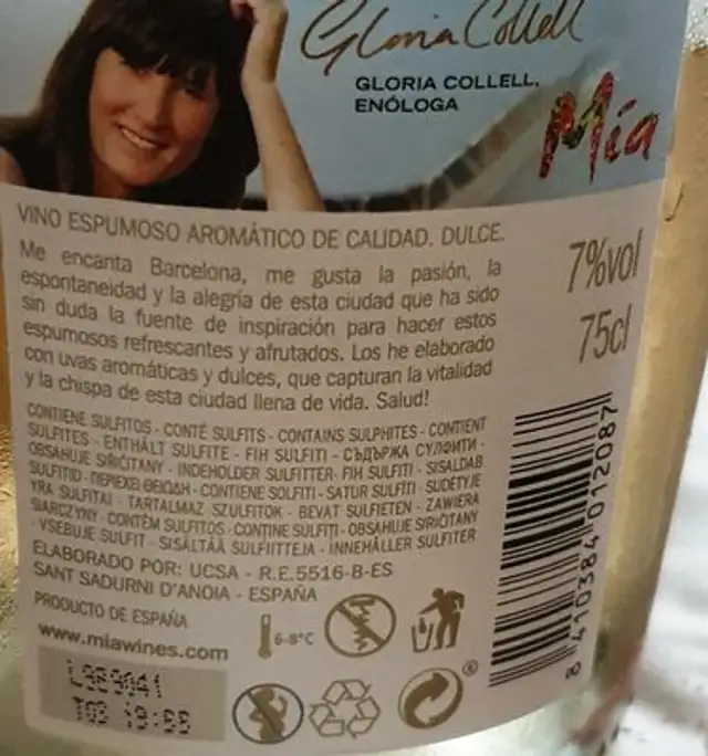 Espumante  moscato ingredients label