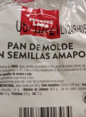 Pan de molde con semillas amapola