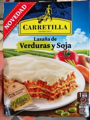 Lasaña con verduras y soja front packaging