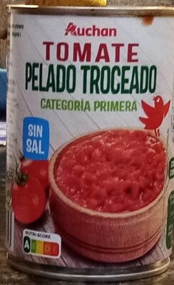 Tomate pelado troceado categoría primera front packaging