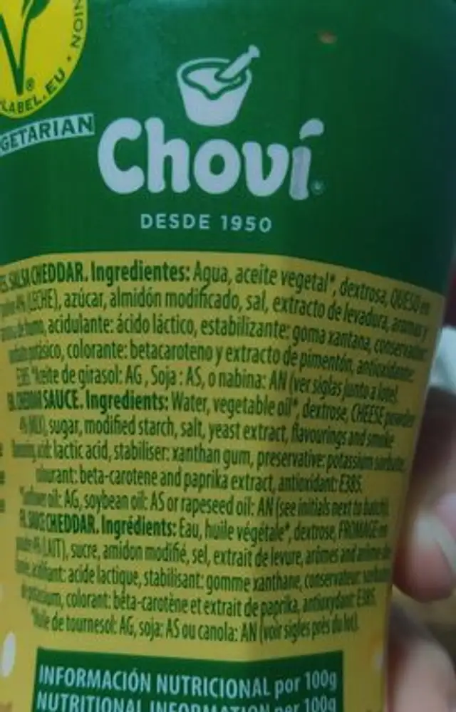 Salsa cheddar ingredients label