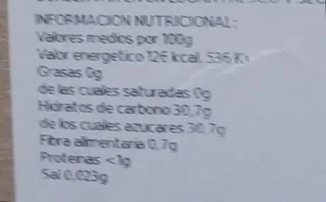Mermelada de melocotón nutrition facts table
