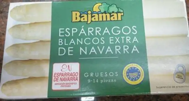 Espárragos blancos extra de Navarra front packaging
