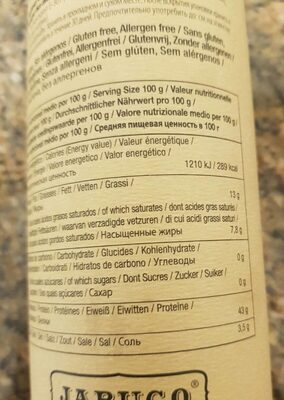 Lomo pata negra nutrition facts table
