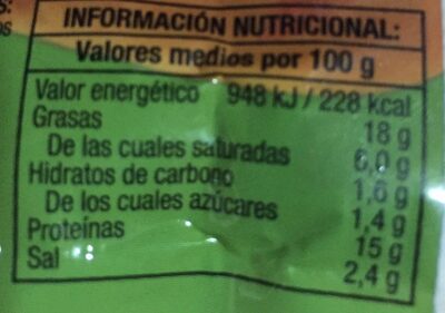 Jumbo queso nutrition facts table