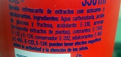 Bitter Kas ingredients label