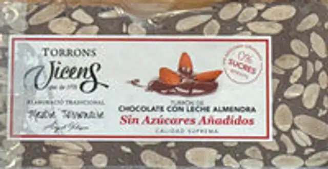 Turrón de chocolate con leche almendra