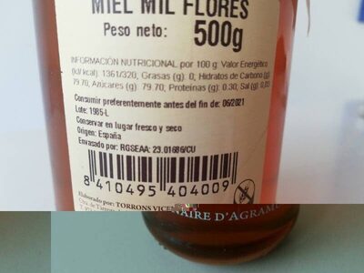 Miel de mil flors front packaging