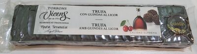 Turrón trufa con guindas al licor front packaging
