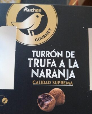 Turrón de trufa a la naranja front packaging