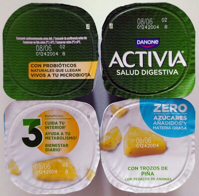 Activia con trozos de piña