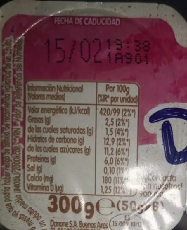 Danonino dúo sabor fresa y nata nutrition facts table