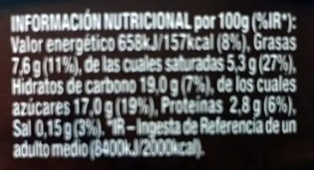 Doble placer natillas de chocolate con nata nutrition facts table