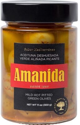 Aceitunas deshuesadas verdes aliñadas picantes