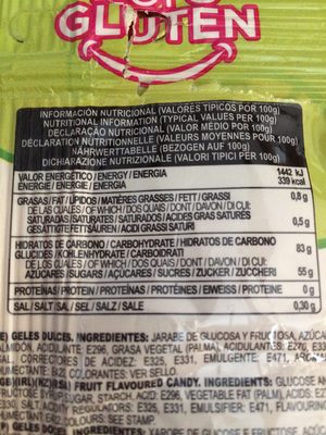 Regaliz Lenguas Arizona Fini ingredients label
