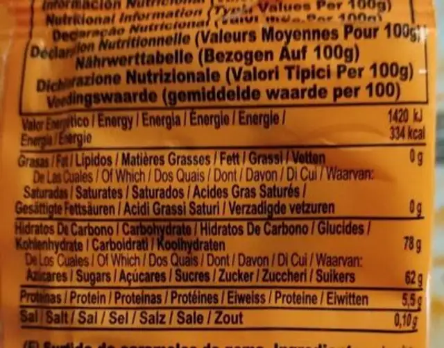 Fini sachet Little Mix nutrition facts table