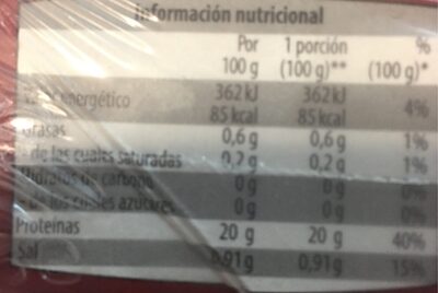 Gamba blanca del mediterraneo cruda ultracongelada nutrition facts table