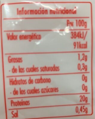 Gamba pelada nutrition facts table