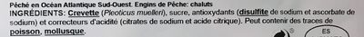 Queues de crevettes sauvages décortiquées déveinées crues ingredients label